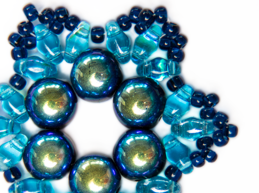 1 St. Exklusives Set zur Herstellung von zwei Schmuck DIY ''Snowflake'' aus tschechischen Perlen (Blau-Grün)