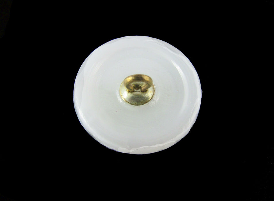 1 St. Tschechischer Glasknopf, Blume Weiß AB, handbemalt, Größe 8 (18mm)