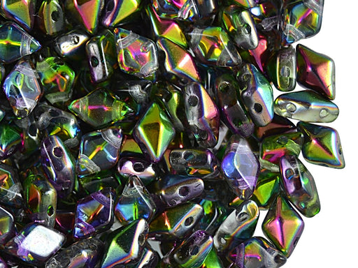 30 St. DiamonDuo ™ Perle 5x8mm zwei Löcher, Tschechische Glas,Kristall Magie Orchidee