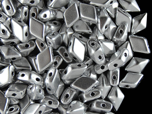 30 St. DiamonDuo ™ Perle 5x8mm zwei Löcher, Tschechische Glas, Silbermatte