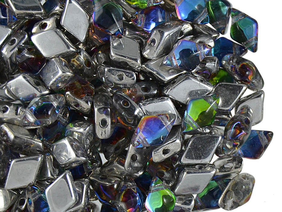 30 St. DiamonDuo™ Perle 5x8mm Zwei Löcher, Tschechische Glas, Kristall Vitrail