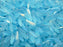 50 St. Dagger Kleine Gepresste Perlen 3x10mm, Böhmisches Glas,Aquamarin Blau AB Matt