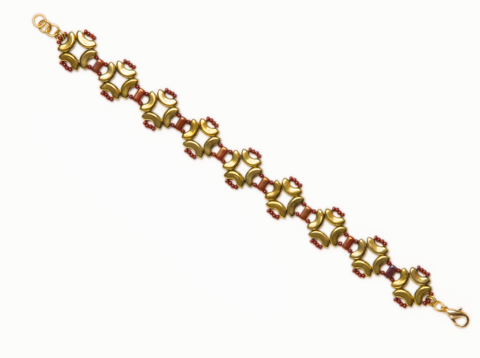 1 St. Exklusive Perlenstickerei Kit für DIY Schmuckherstellung, Armband „Magic Identity“ (Gold-Rot)