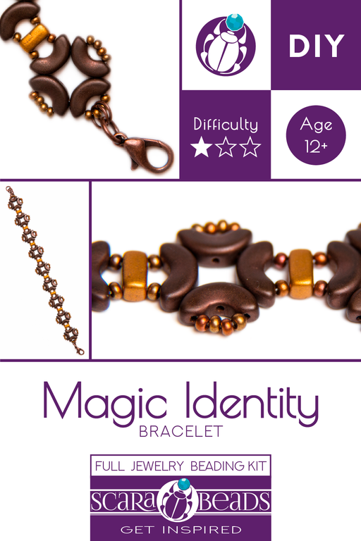 1 St. Exklusive Perlenstickerei Kit für DIY Schmuckherstellung, Armband „Magic Identity“ (Braun-Gold)