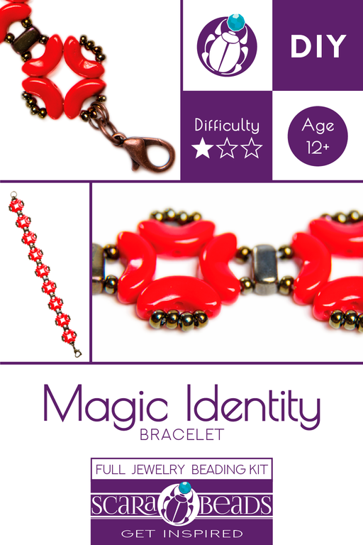 1 St. Exklusive Perlenstickerei Kit für DIY Schmuckherstellung, Armband „Magic Identity“ (Rot)