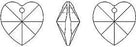 2 St. Swarovski Elements 6202 Kristall Herz Anhänger 10,3x10mm, Topas AB