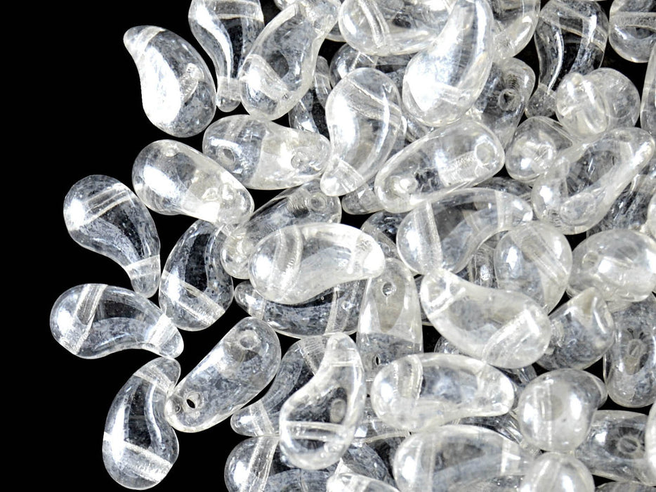 20 St. ZoliDuo® Linke Version Perlen, Teardrop 5x8mm mit zwei Löchern, Böhmisches Glas, Kristallglanz