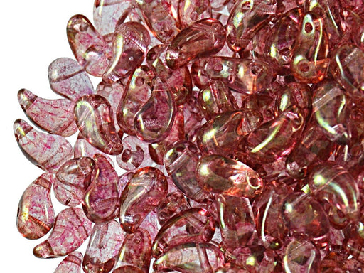 20 St. ZoliDuo® Linke Version Perlen, Teardrop 5x8mm mit zwei Löchern, Böhmisches Glas, Kristallrot Glanz
