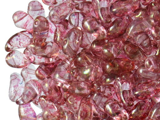 20 St. ZoliDuo® Linke Version Perlen, Teardrop 5x8mm mit zwei Löchern, Böhmisches Glas, Kristall Rot Terracotta