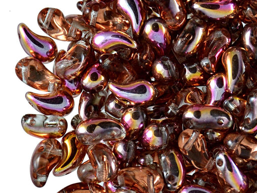 20 St. ZoliDuo® Linke Version Perlen, Teardrop 5x8mm mit zwei Löchern, Böhmisches Glas, Kristall-Sonnenuntergang