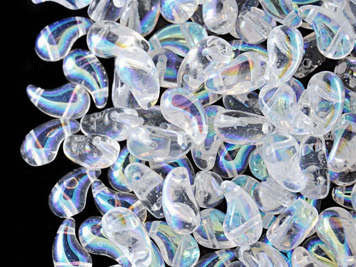 20 St. ZoliDuo® Linke Version Perlen, Teardrop 5x8mm mit zwei Löchern, Böhmisches Glas, Kristall AB