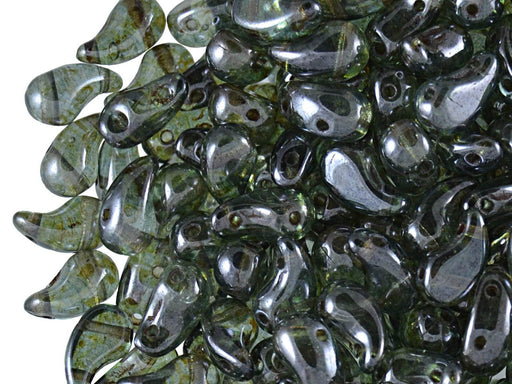20 St. ZoliDuo® Linke Version Perlen, Teardrop 5x8mm mit zwei Löchern, Böhmisches Glas, Kristall Lazure Blau