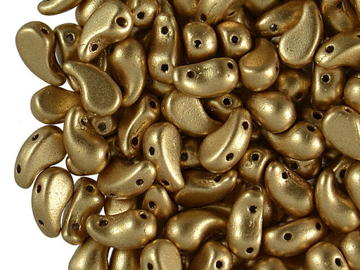 20 St. ZoliDuo® Linke Version Perlen, Teardrop 5x8mm mit zwei Löchern, Böhmisches Glas, Alabaster Bronze Blasses Gold