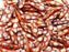 25 St. Dagger Gepresste Perlen 5x16mm, Böhmisches Glas, Opak Rot Orange Kreis Vitrail Matte
