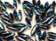 25 St. Dagger Gepresste Perlen 5x16mm, Böhmisches Glas, Jet Zebra AB