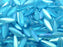 50 St. Dagger Gepresste Perlen 5x16mm, Böhmisches Glas, Aquamarin Blaue Matte AB