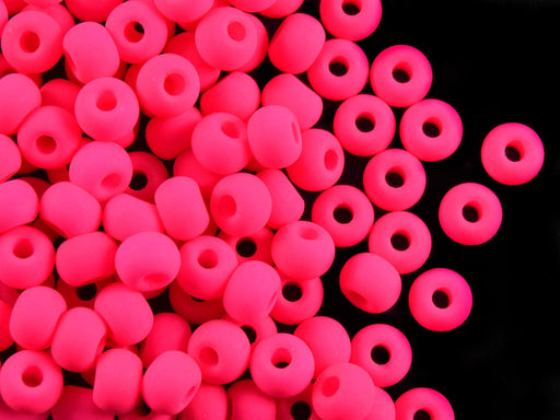 40 St. Pony NEON Perlen 5,5mm, Böhmisches Glas, Rosa