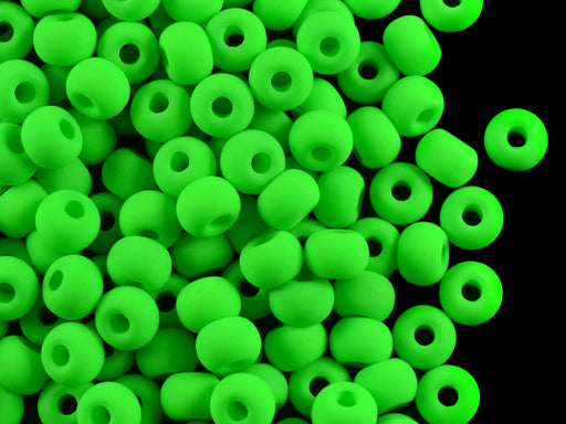 40 St. Pony NEON Perlen 5,5mm, Böhmisches Glas, Grün