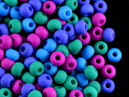 40 St. Pony NEON Perlen 5,5mm, Böhmisches Glas, Mix Dunkel