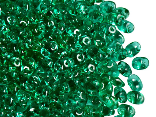 20 g SuperDuo Rocailles 2.5x5mm Zwei Löcher, Böhmisches Glas, Smaragd