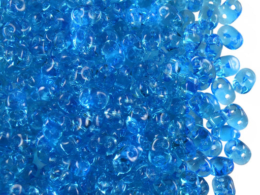 20 g SuperDuo Rocailles 2.5x5mm Zwei Löcher, Böhmisches Glas, Aquamarin