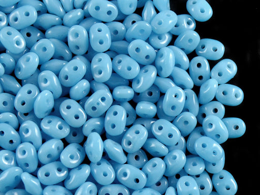 20 g SuperDuo Rocailles 2.5x5mm Zwei Löcher, Böhmisches Glas, Opak Türkis Blau