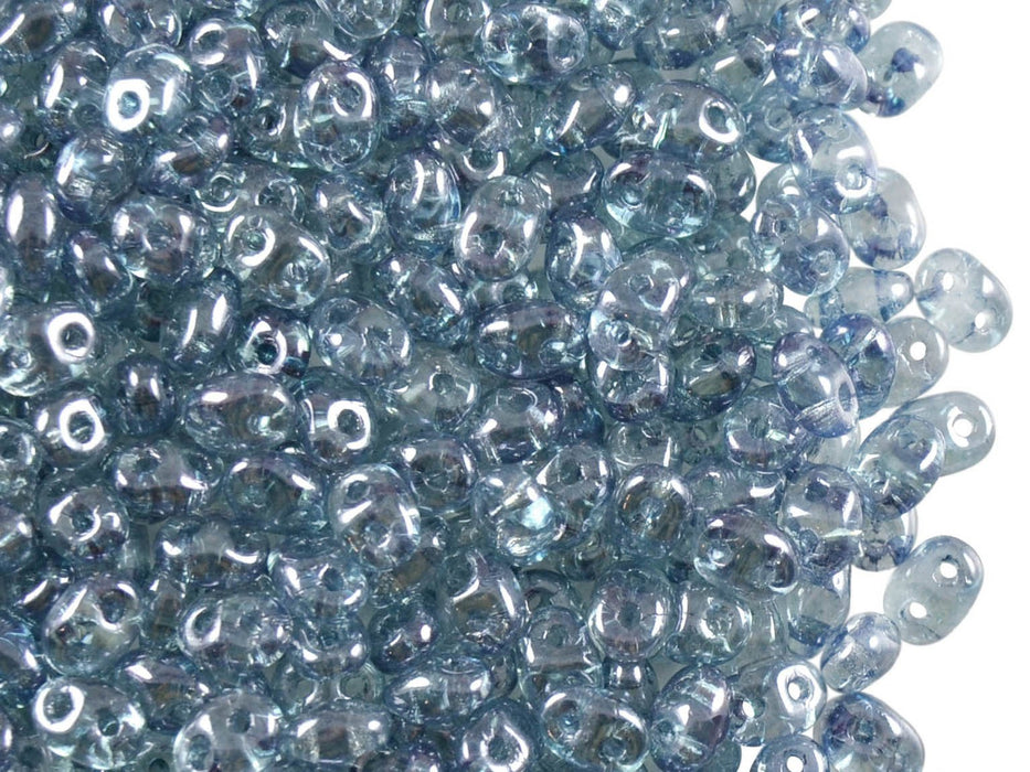 20 g SuperDuo Rocailles 2.5x5mm Zwei Löcher, Böhmisches Glas, Kristall Blau Luster