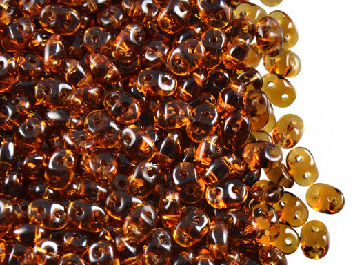 20 g SuperDuo Rocailles 2.5x5mm Zwei Löcher, Böhmisches Glas, Dunkle Topas