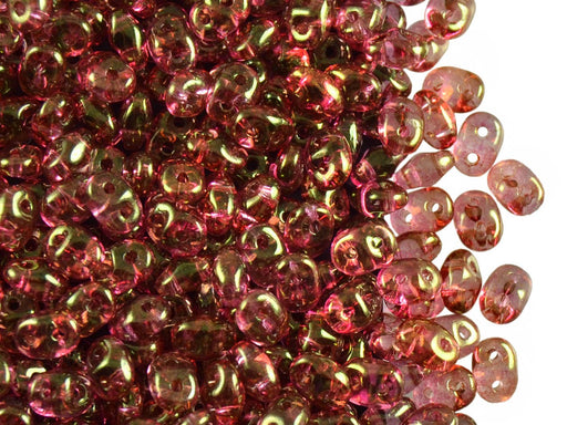 20 g SuperDuo Rocailles 2.5x5mm Zwei Löcher, Böhmisches Glas, Kristall Rot Lustre