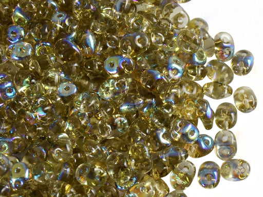 20 g SuperDuo Rocailles 2.5x5mm Zwei Löcher, Böhmisches Glas, Schwarzer Diamant AB (Rauchen Topas AB)