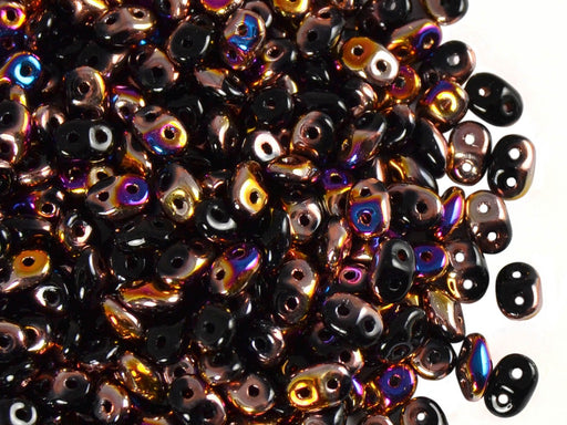 20 g SuperDuo Rocailles 2.5x5mm Zwei Löcher, Böhmisches Glas, Jet Sliperit AB