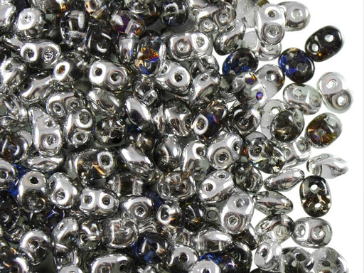 20 g SuperDuo Rocailles 2.5x5mm Zwei Löcher, Böhmisches Glas, Kristall Heliotrop AB
