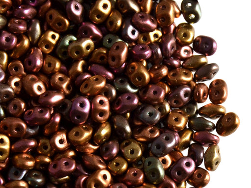 20 g SuperDuo Rocailles 2.5x5mm Zwei Löcher, Böhmisches Glas, CRYSTAL VIOLET RAINBOW