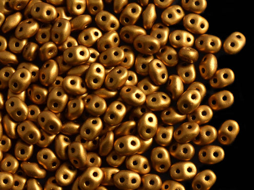 20 g SuperDuo Rocailles 2.5x5mm Zwei Löcher, Böhmisches Glas, Kristall Bronze Gold Matte