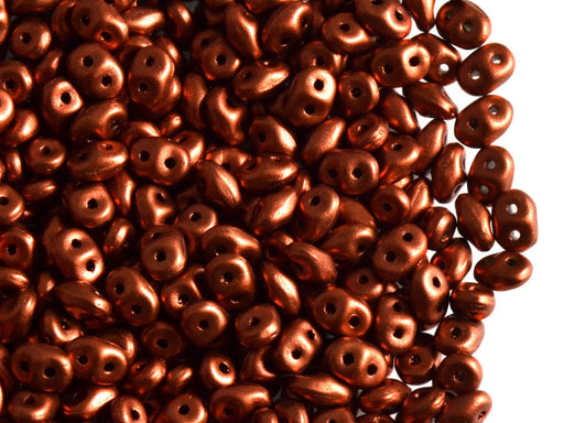 20 g SuperDuo Rocailles 2.5x5mm Zwei Löcher, Böhmisches Glas, Kristall Bronze Feuer Rot