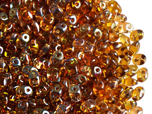 20 g SuperDuo Rocailles 2.5x5mm Zwei Löcher, Böhmisches Glas, Topas Celsian