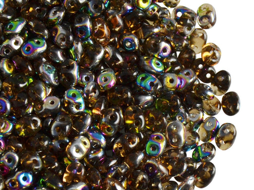20 g SuperDuo Rocailles 2.5x5mm Zwei Löcher, Böhmisches Glas, Geräuchert Topas Vitrail