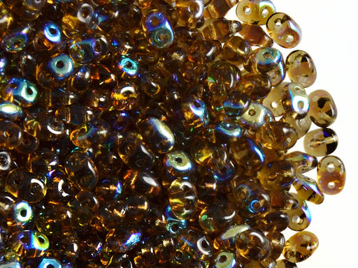 20 g SuperDuo Rocailles 2.5x5mm Zwei Löcher, Böhmisches Glas, Geräuchert Topas AB