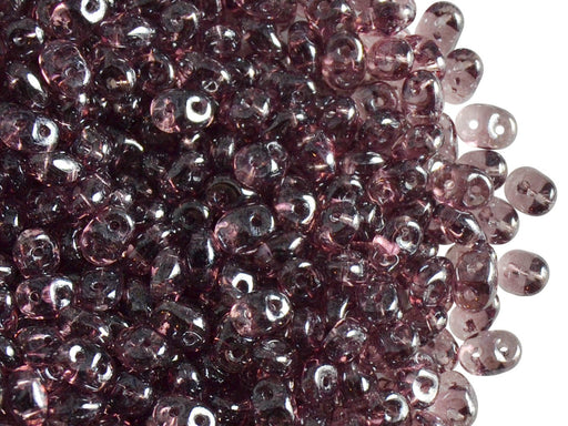 20 g SuperDuo Rocailles 2.5x5mm 2-Loch, Amethyst Weiß Luster, Tschechisches Glas
