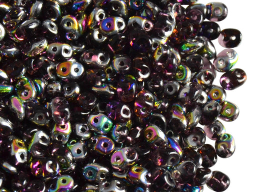 20 g SuperDuo Rocailles 2.5x5mm 2-Loch, Amethyst Glasmalerei, Tschechisches Glas
