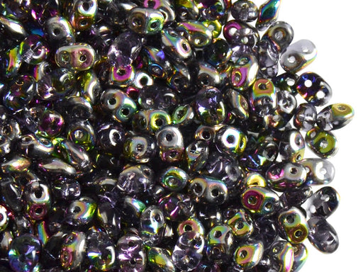 20 g SuperDuo Rocailles 2.5x5mm Zwei Löcher, Böhmisches Glas, Tansanit Vitrail