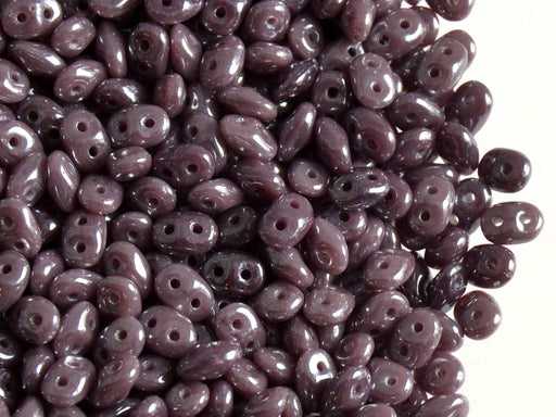 20 g SuperDuo Rocailles 2.5x5mm Zwei Löcher, Böhmisches Glas, Violett Opak Weiß Luster