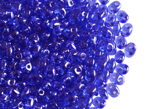 20 g SuperDuo Rocailles 2.5x5mm Zwei Löcher, Böhmisches Glas, Saphirs Weiß Luster