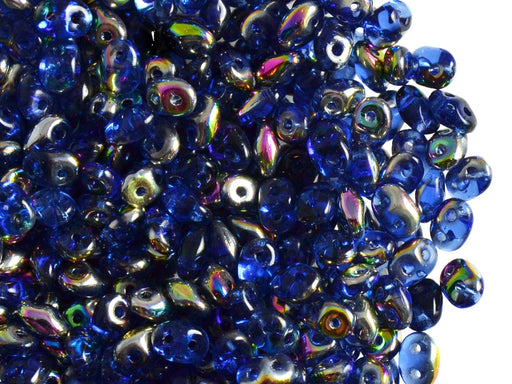 20 g SuperDuo Rocailles 2.5x5mm Zwei Löcher, Böhmisches Glas, Saphirs Vitrail