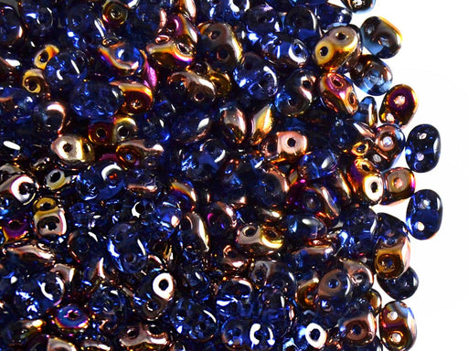 20 g SuperDuo Rocailles 2.5x5mm Zwei Löcher, Böhmisches Glas, Saphirs Sliperit