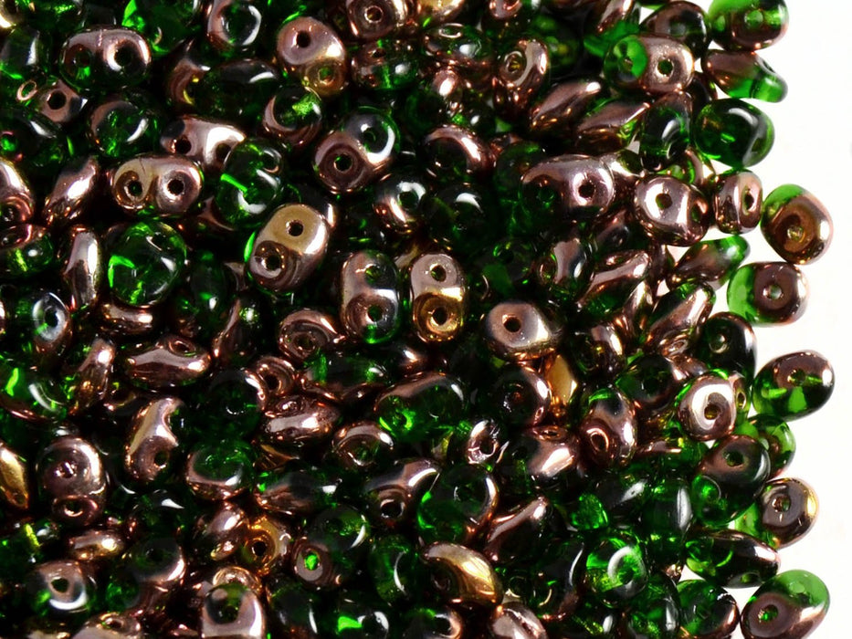 20 g SuperDuo Rocailles 2.5x5mm Zwei Löcher, Böhmisches Glas, Chrysotil Capri Gold
