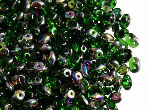 20 g SuperDuo Rocailles 2.5x5mm Zwei Löcher, Böhmisches Glas, Chrysotil Vitrail