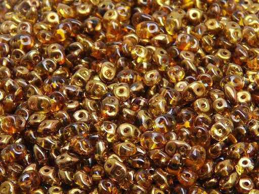 20 g SuperDuo Rocailles 2.5x5mm Zwei Löcher, Böhmisches Glas, Topas Bronze Luster