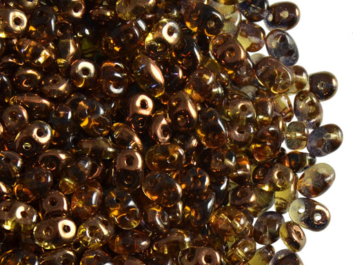 20 g SuperDuo Rocailles 2.5x5mm Zwei Löcher, Böhmisches Glas, Topas Bronze Luster