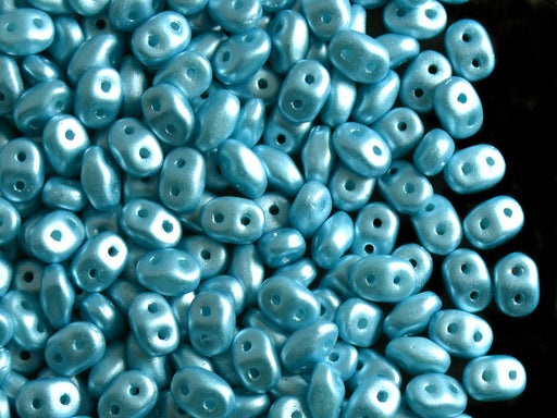 20 g SuperDuo Rocailles 2.5x5mm Zwei Löcher, Böhmisches Glas, Pastell Aqua